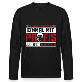 Einmal mit Profis arbeiten Job Handwerk - Männer Premium Bio Langarmshirt - Schwarz - Vorne - Nico (187cm)