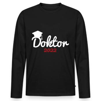 Doktortitel 2022 Doktorhut Promotion Doktor - Männer Premium Bio Langarmshirt - Schwarz - Vorne - Nico (187cm)
