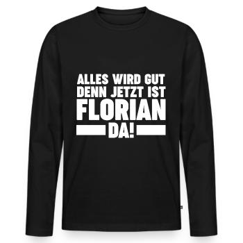 Florian - Männer Premium Bio Langarmshirt - Schwarz - Vorne - Nico (187cm)