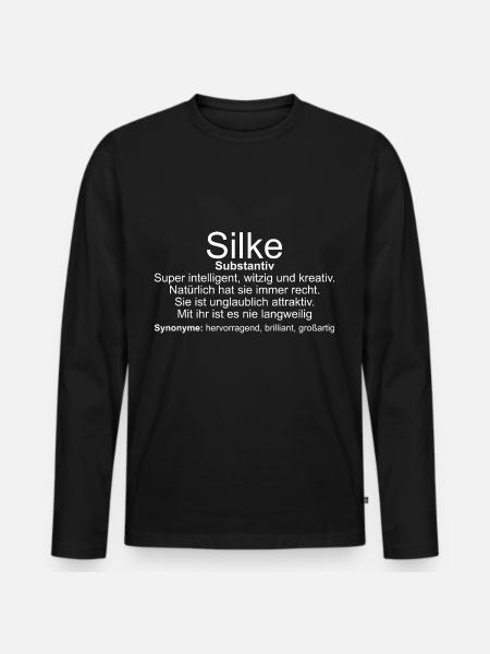 Name Definition Silke - Men's Premium Organic Long Sleeve Shirt - black