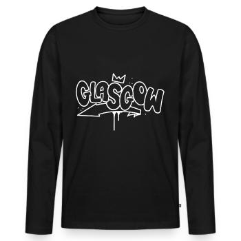 Glasgow Graffiti - T-shirt manches longues Premium bio Homme - noir - Devant - Nico (187cm)