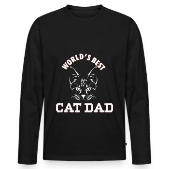 Chemises de papa de chats / chemises de papa de chat / chemises de chats - T-shirt manches longues Premium bio Homme - noir - Devant - Nico (187cm)