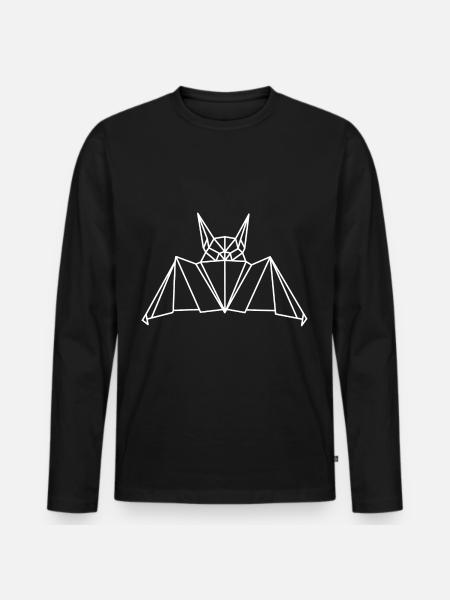 Bat Geometric Line - Men's Premium Organic Long Sleeve Shirt - black