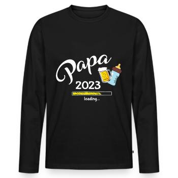 Papa 2023 Loading - Männer Premium Bio Langarmshirt - Schwarz - Vorne - Nico (187cm)