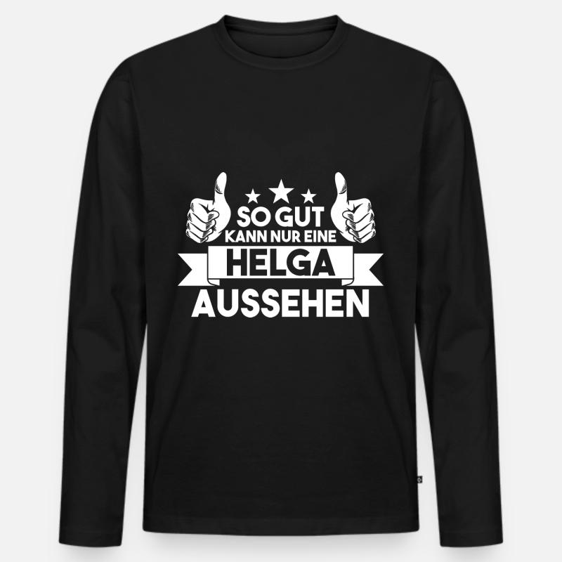 Helga - Männer Premium Bio Langarmshirt - Schwarz