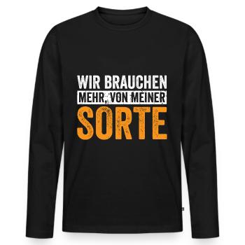 Wir brauchen mehr von meiner Sorte - Männer Premium Bio Langarmshirt - Schwarz - Vorne - Nico (187cm)