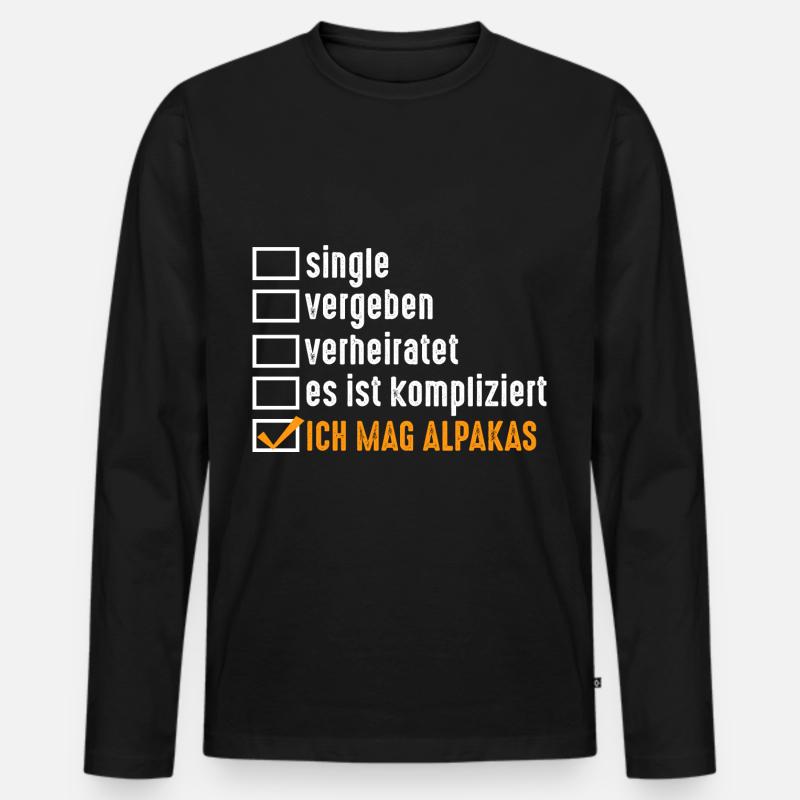 Alpaka - Männer Premium Bio Langarmshirt - Schwarz