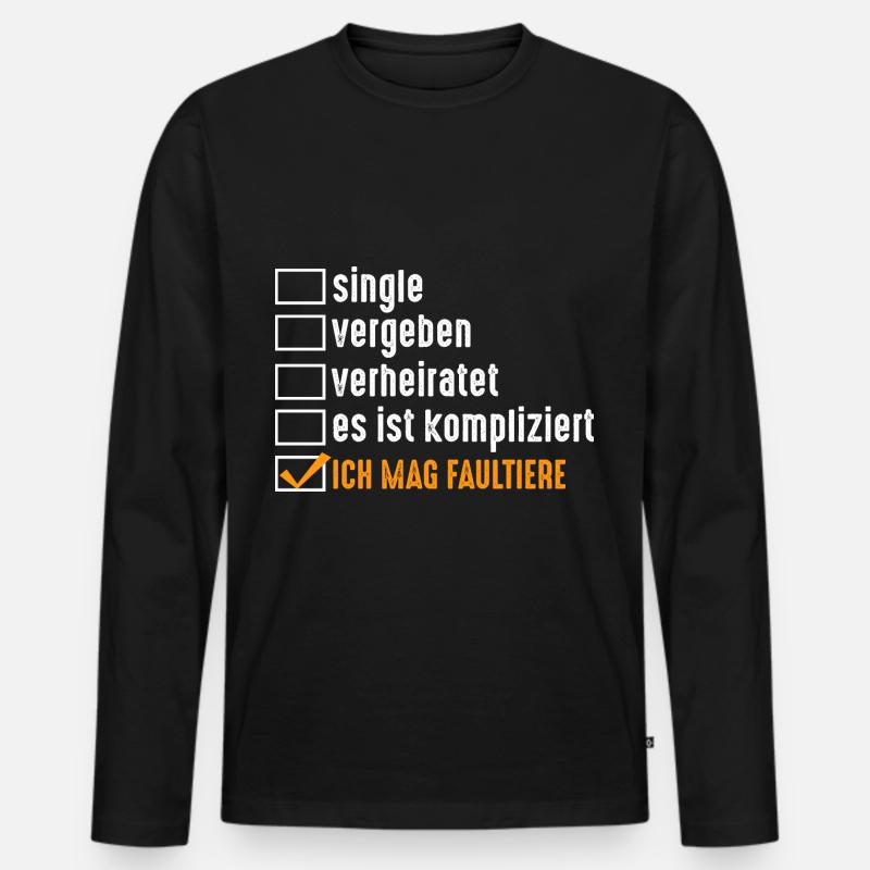 Beziehungsstatus Faultier - Männer Premium Bio Langarmshirt - Schwarz