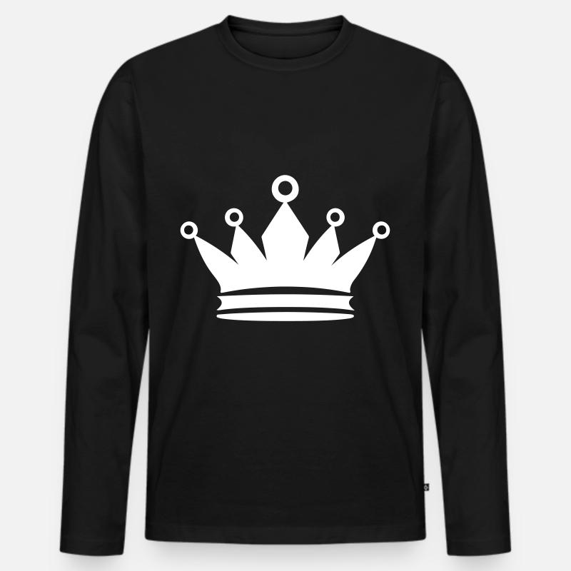 Krone Icon Symbol - Männer Premium Bio Langarmshirt - Schwarz