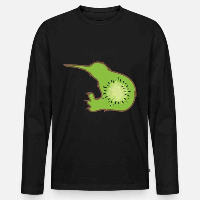 Kiwi vogel - Männer Premium Bio Langarmshirt - Schwarz
