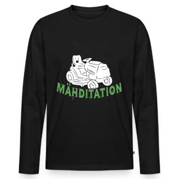 Mähditation Rasenmäher Rasenmähen - Männer Premium Bio Langarmshirt - Schwarz - Vorne - Nico (187cm)