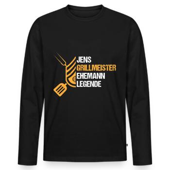 Grillmeister Jens - Männer Premium Bio Langarmshirt - Schwarz - Vorne - Nico (187cm)