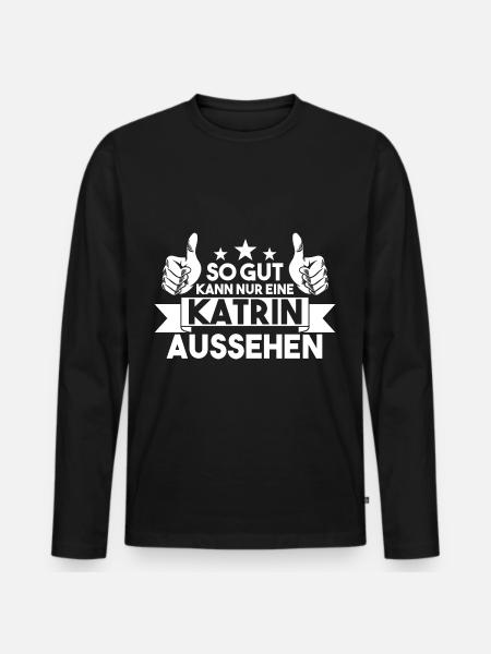 Katrin - Männer Premium Bio Langarmshirt - Schwarz