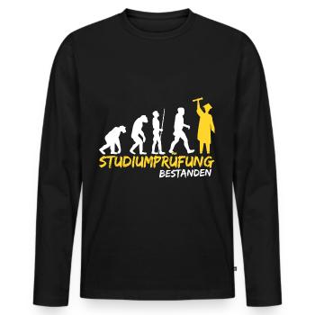 Studium Prüfung bestanden Evolution Student witzig - Männer Premium Bio Langarmshirt - Schwarz - Vorne - Nico (187cm)