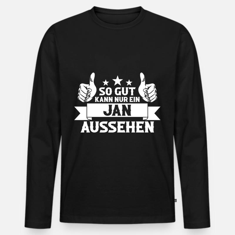 Jan - Männer Premium Bio Langarmshirt - Schwarz