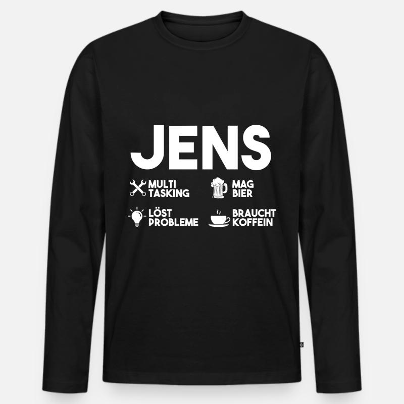 Jens - Männer Premium Bio Langarmshirt - Schwarz
