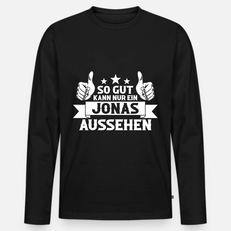 Jonas - Männer Premium Bio Langarmshirt - Schwarz