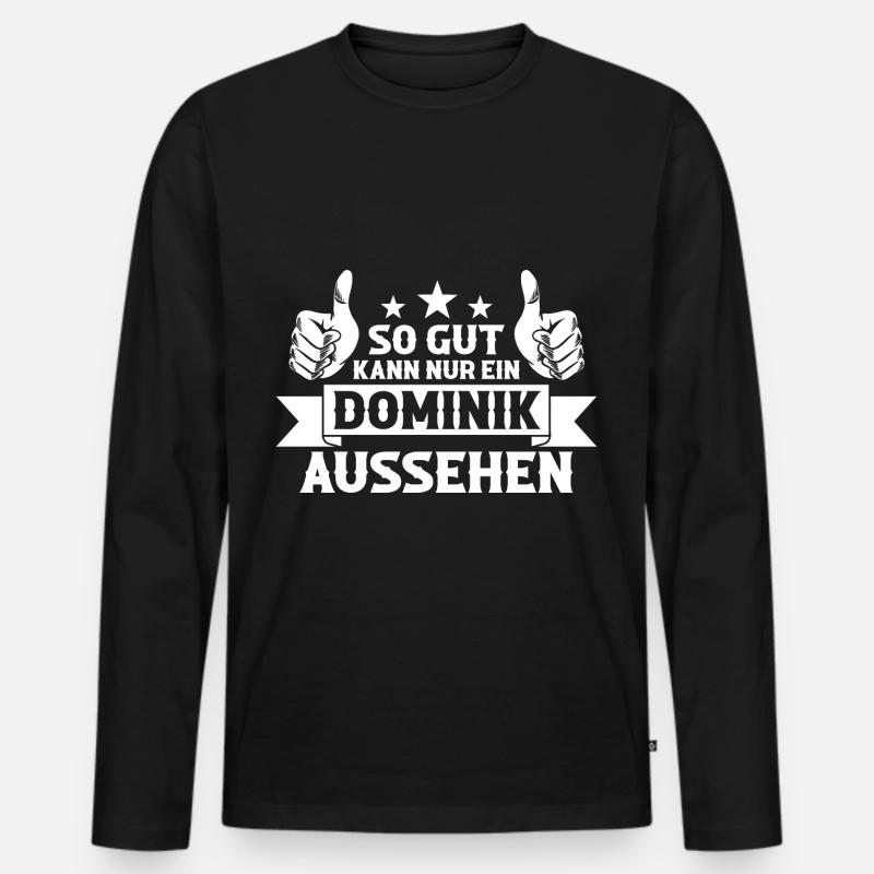 Dominik - Männer Premium Bio Langarmshirt - Schwarz
