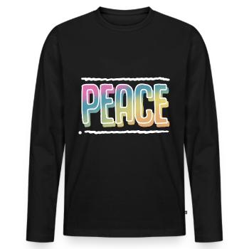 Peace - Männer Premium Bio Langarmshirt - Schwarz - Vorne - Nico (187cm)
