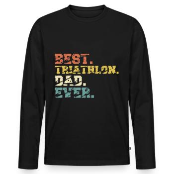 Triathlon Dad Papa witziger Lustig Spruch Vintage - Männer Premium Bio Langarmshirt - Schwarz - Vorne - Nico (187cm)