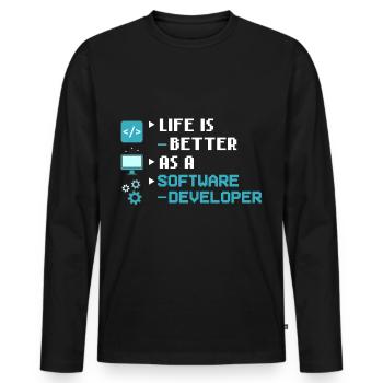 Software Development Software Developer Developer - Men's Premium Organic Long Sleeve Shirt - black - Front - Nico (187cm)