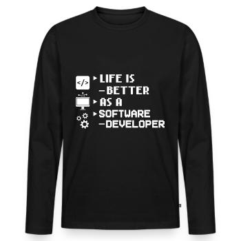 Software Development Software Developer Developer - Men's Premium Organic Long Sleeve Shirt - black - Front - Nico (187cm)