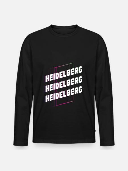 Heidelberg Germany City Font Skyline - Men's Premium Organic Long Sleeve Shirt - black