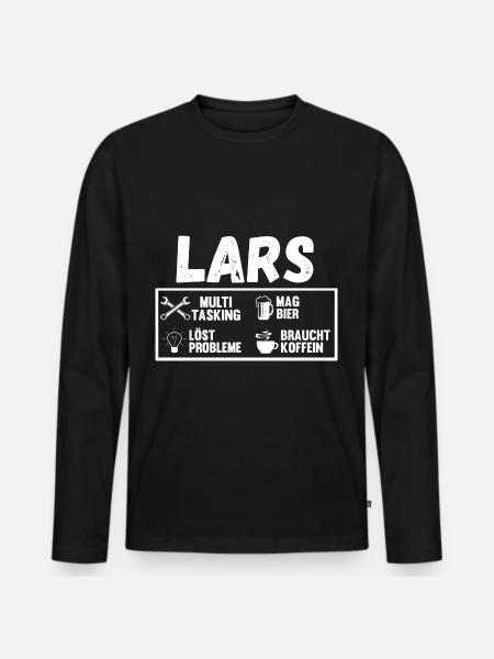 Lars - Männer Premium Bio Langarmshirt - Schwarz