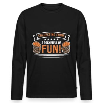 Coin Collector Numismatics Coin Collecting Coin Collection - Men's Premium Organic Long Sleeve Shirt - black - Front - Nico (187cm)