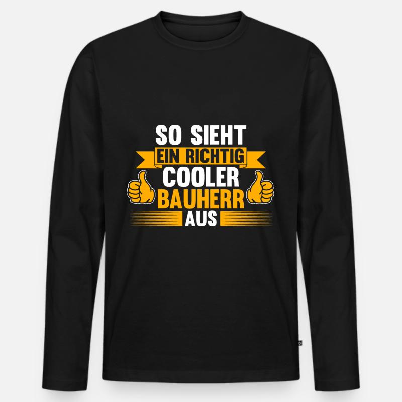 Bauherr - Männer Premium Bio Langarmshirt - Schwarz