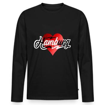 Hamburg - Men's Premium Organic Long Sleeve Shirt - black - Front - Nico (187cm)