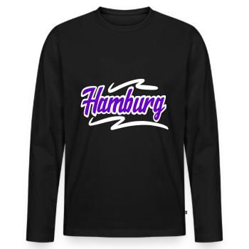 Hamburg - Men's Premium Organic Long Sleeve Shirt - black - Front - Nico (187cm)