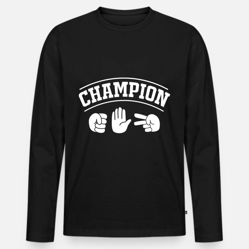 Schere Stein Papier - Männer Premium Bio Langarmshirt - Schwarz