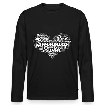Swimmer Heart Swimming Water Sports Swimming pool - Men's Premium Organic Long Sleeve Shirt - black - Front - Nico (187cm)