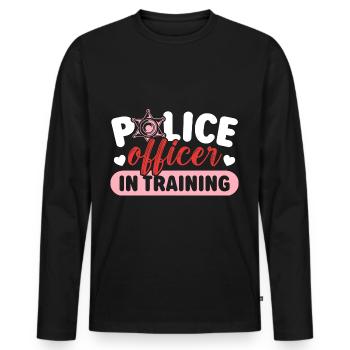 Police officer in training Policeman - Men's Premium Organic Long Sleeve Shirt - black - Front - Nico (187cm)