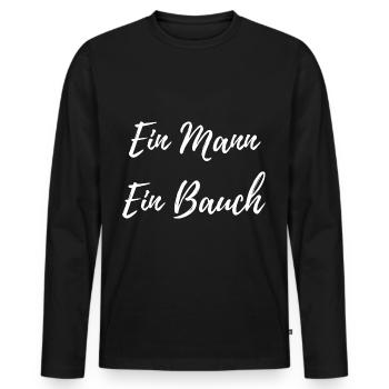 Ein Mann ein Bauch - Lustiger Männer Spruch - Männer Premium Bio Langarmshirt - Schwarz - Vorne - Nico (187cm)