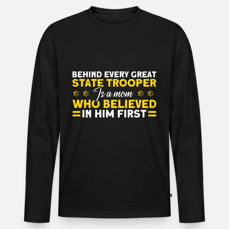 Mutter Polizeibeamter Polizeidienst Polizist - Männer Premium Bio Langarmshirt - Schwarz
