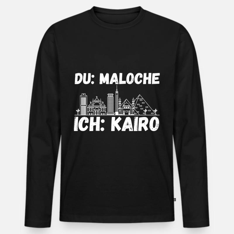 Du Maloche ich Kairo - Männer Premium Bio Langarmshirt - Schwarz