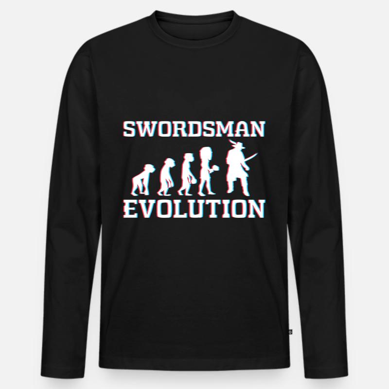 Krieger Kenjutsu Säbel Kampf - Männer Premium Bio Langarmshirt - Schwarz