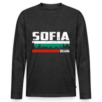 Sofia Bulgarien - Männer Premium Bio Langarmshirt - Anthrazit meliert - Vorne - Nico (187cm)