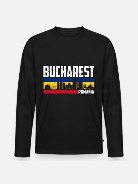 Bucharest Romania - Men's Premium Organic Long Sleeve Shirt - black