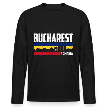Bukarest Rumänien Stadt Rumänisch Bucharest - Männer Premium Bio Langarmshirt - Schwarz - Vorne - Nico (187cm)