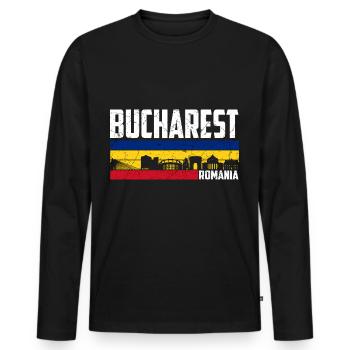 Bukarest Rumänien Stadt Rumänisch - Männer Premium Bio Langarmshirt - Schwarz - Vorne - Nico (187cm)
