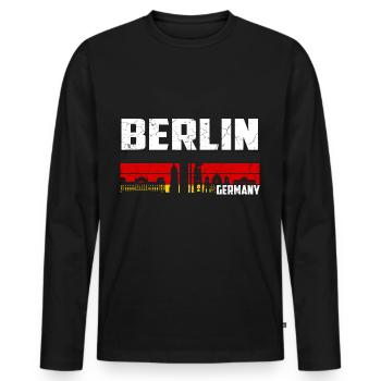 Berlin Stadt Heimat Deutschland - Männer Premium Bio Langarmshirt - Schwarz - Vorne - Nico (187cm)