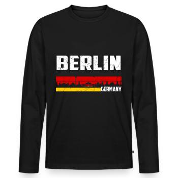 Berlin City Home Germany - Men's Premium Organic Long Sleeve Shirt - black - Front - Nico (187cm)
