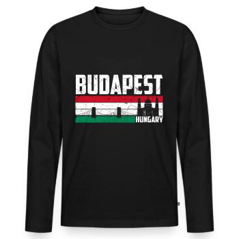 Budapest Ungarn Stadt - Männer Premium Bio Langarmshirt - Schwarz - Vorne - Nico (187cm)