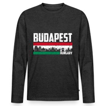 Budapest Hongrie Ville - T-shirt manches longues Premium bio Homme - anthracite chiné - Devant - Nico (187cm)