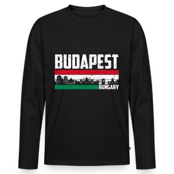 Budapest Ungarn Stadt - Männer Premium Bio Langarmshirt - Schwarz - Vorne - Nico (187cm)