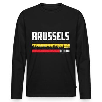Brussels city Belgium - Men's Premium Organic Long Sleeve Shirt - black - Front - Nico (187cm)