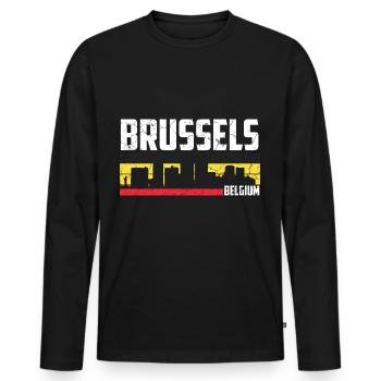 Brussels city Belgium - Men's Premium Organic Long Sleeve Shirt - black - Front - Nico (187cm)